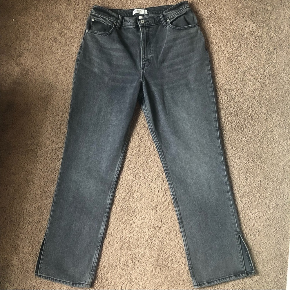 NWT Abercrombie curve love 90’s straight ultra high rise split hem jeans